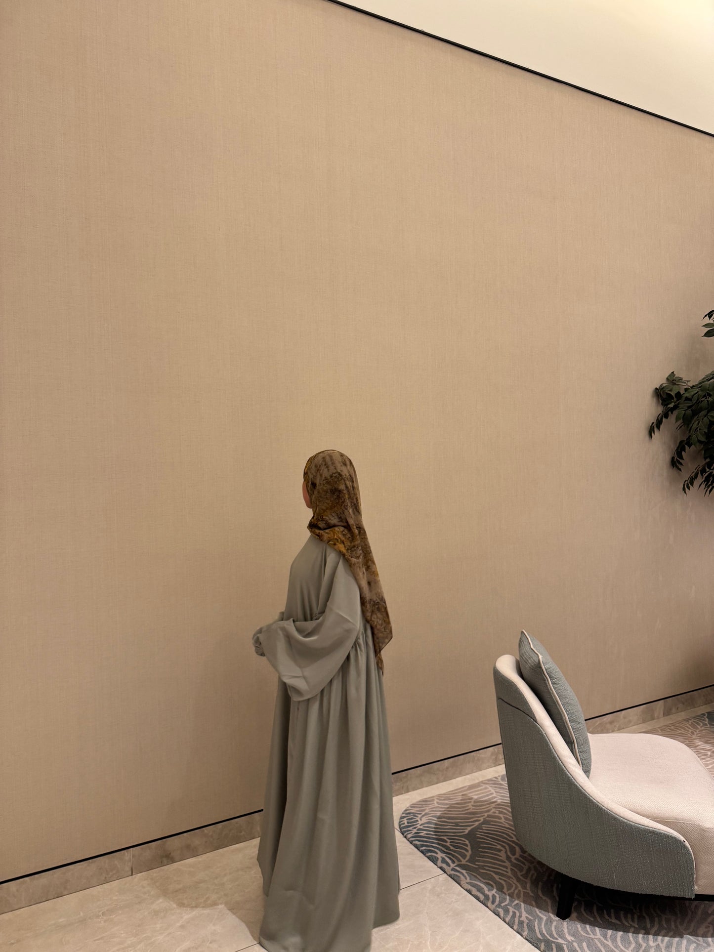 Sage green balloon sleeve abaya