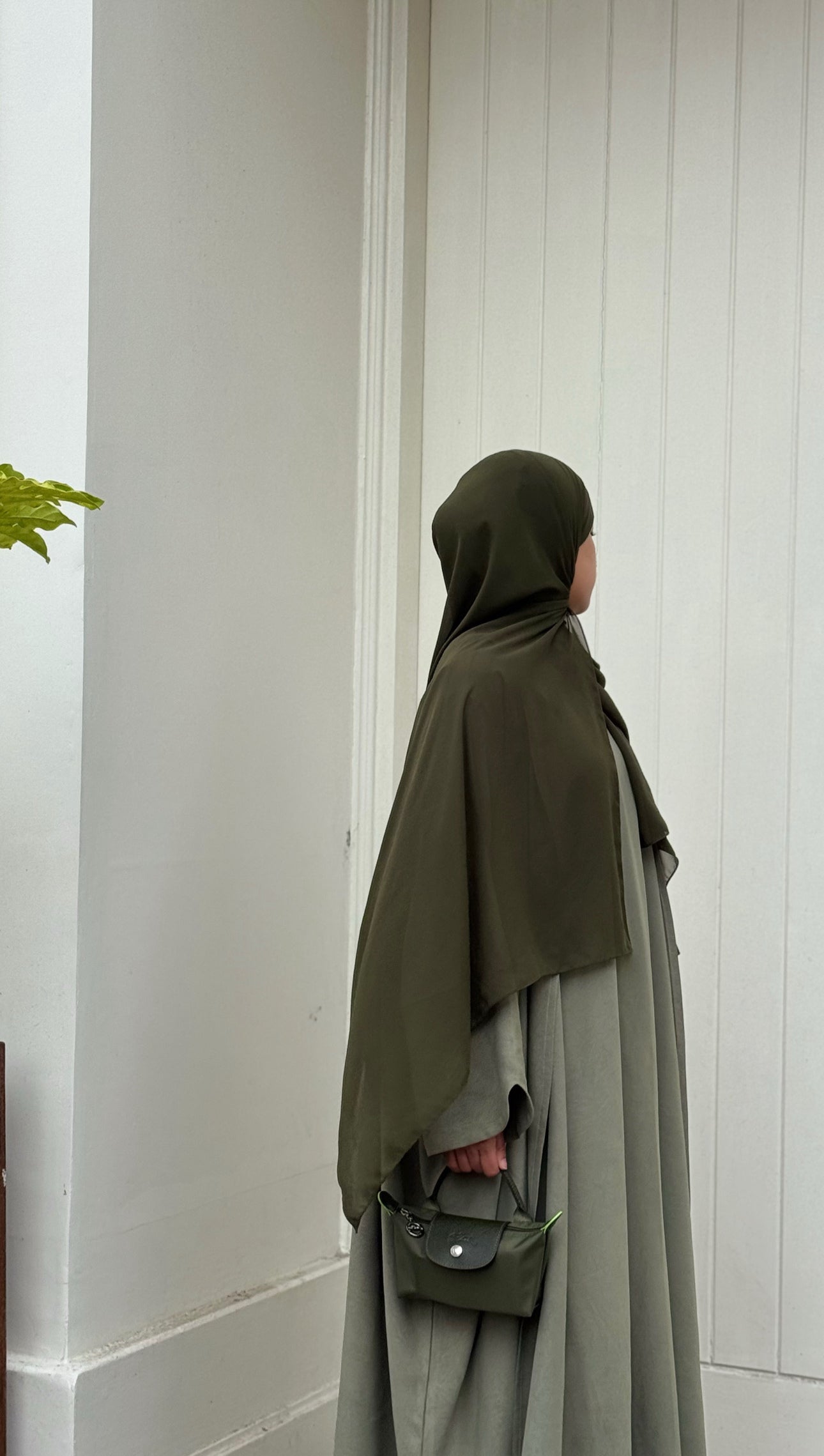 Khaki green chiffon hijab