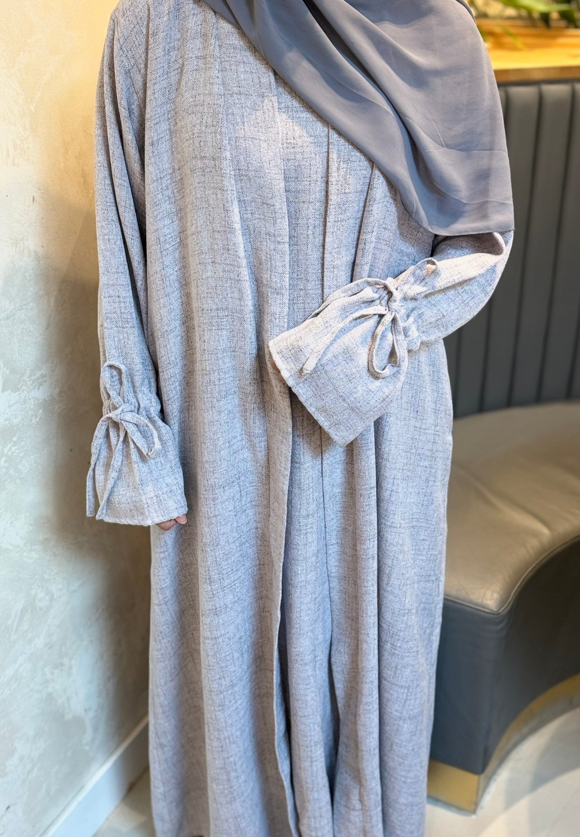 Ruffle sleeve two piece in Grey
