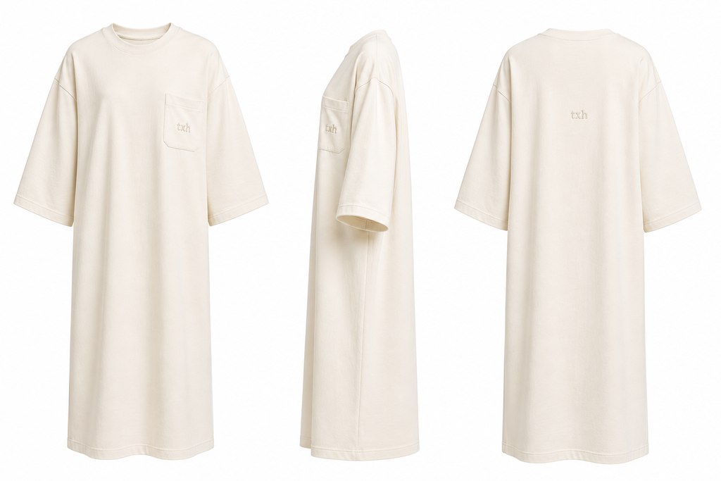 Cream crew neck dress