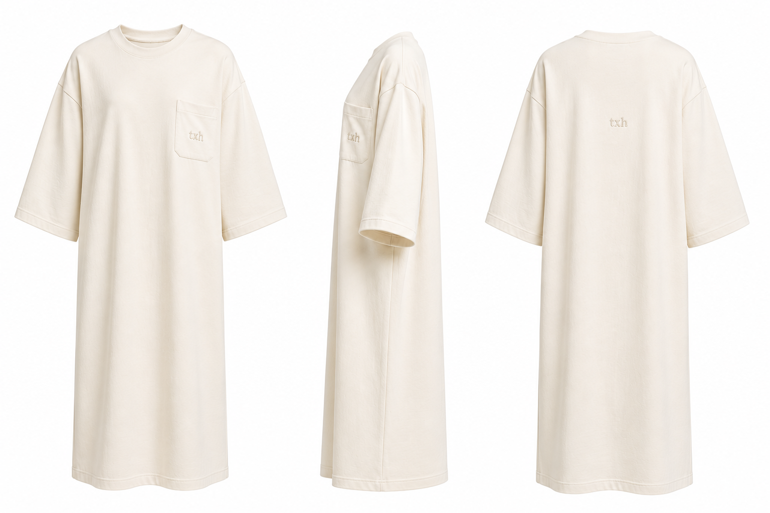 Cream crew neck dress