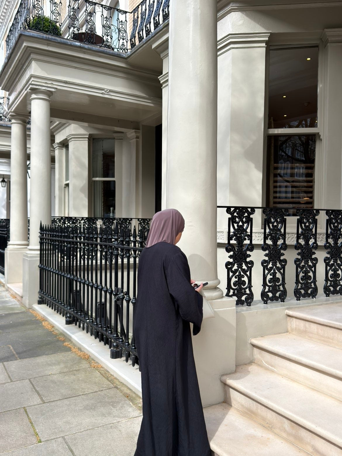 Classic black linen abaya