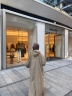 Hooded abaya beige