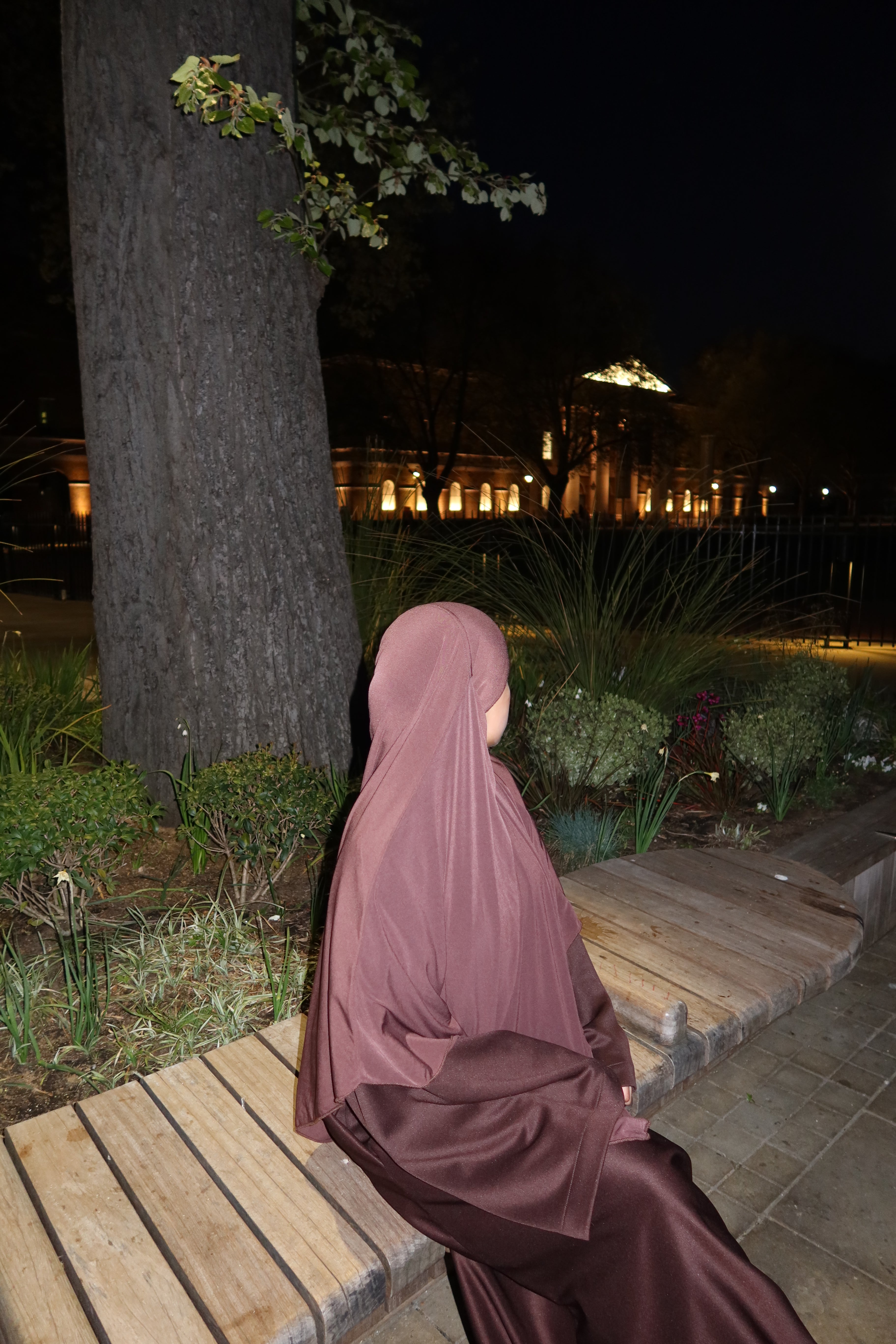 Chocolate brown jersey khimar