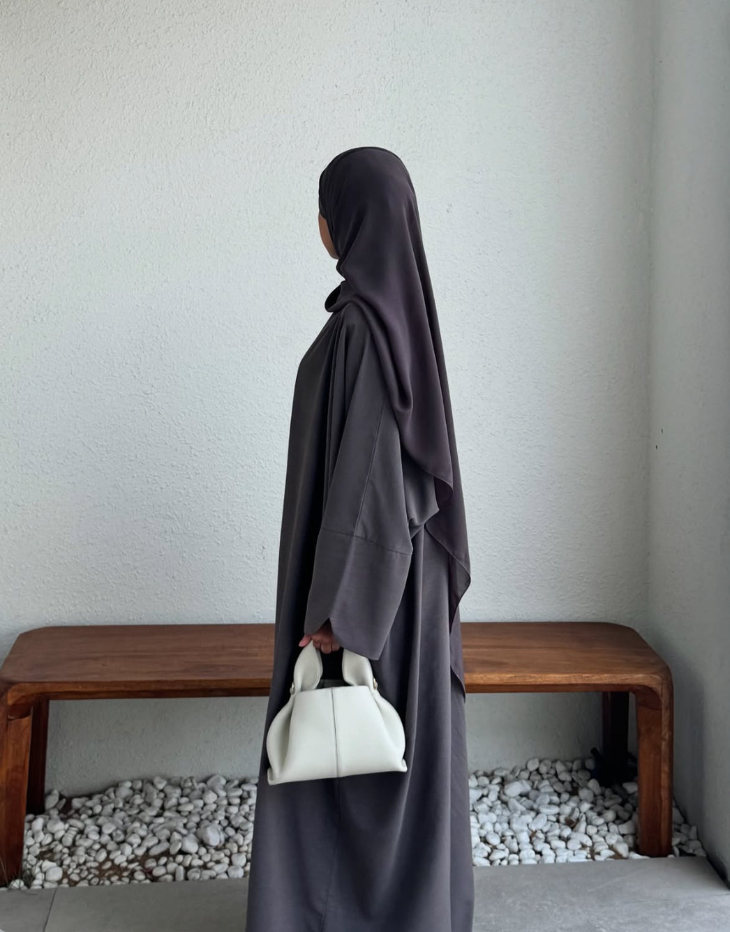 Mauve two piece open abaya