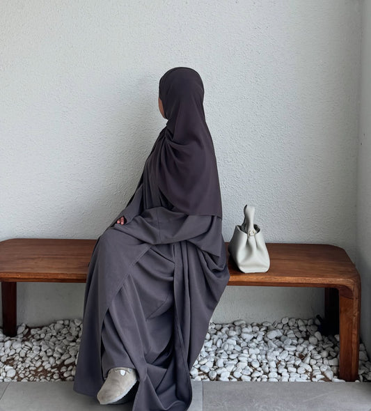 Mauve two piece open abaya