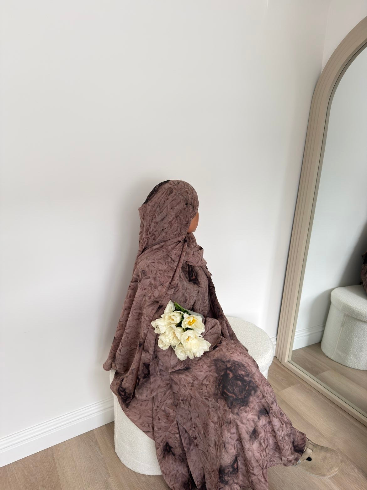 Printed Abaya in pink