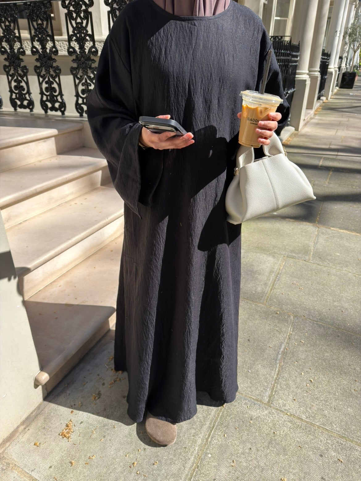 Classic black linen abaya