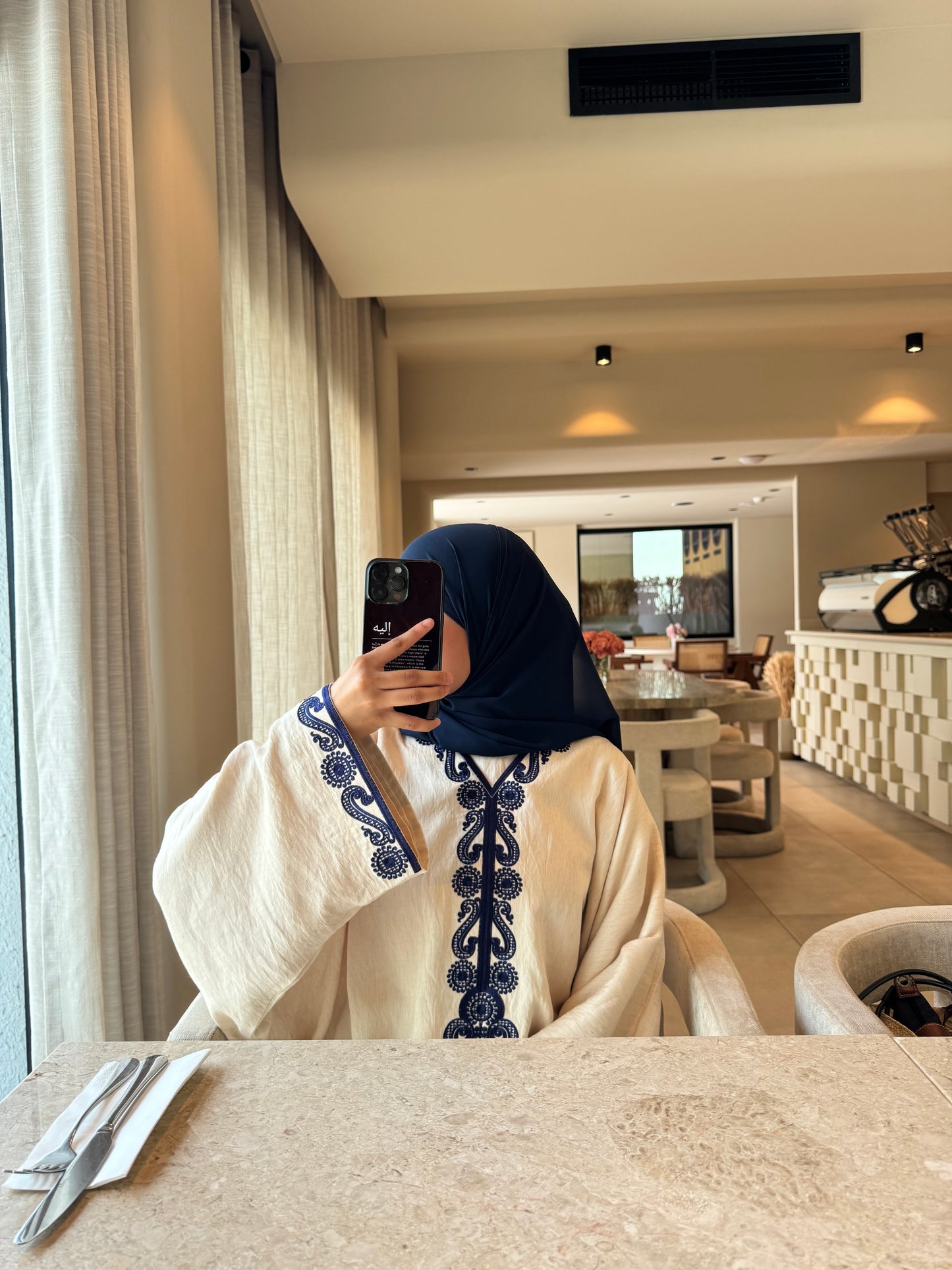 Navy embroidered abaya