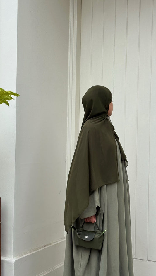 Khaki green chiffon hijab