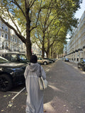 Hooded abaya light grey
