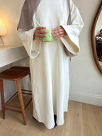 Cream crew neck dress