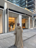 Hooded abaya beige