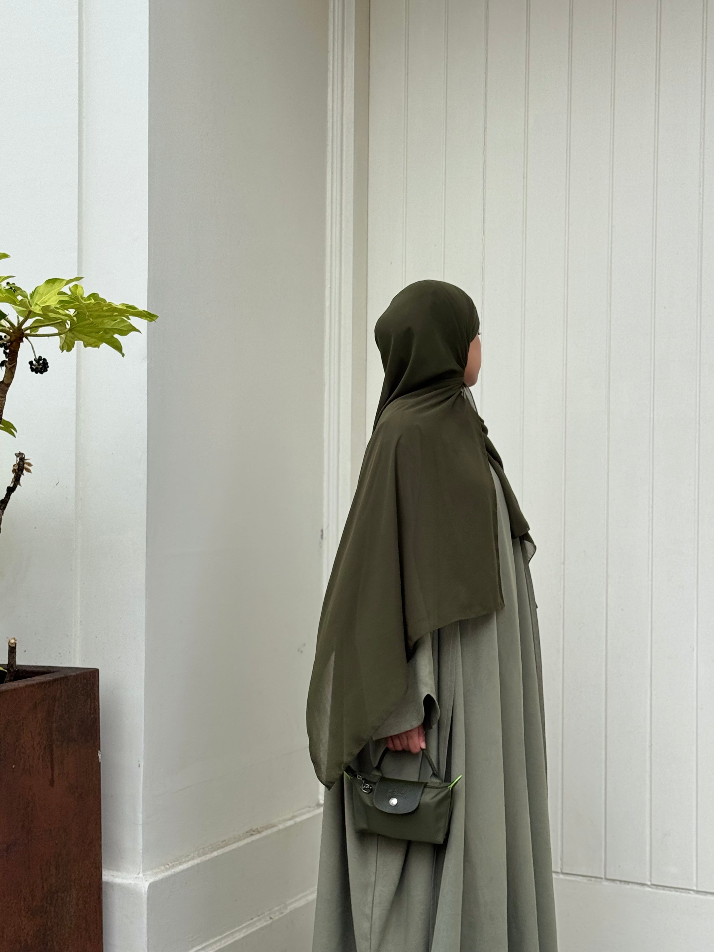 Sage green two piece open abaya