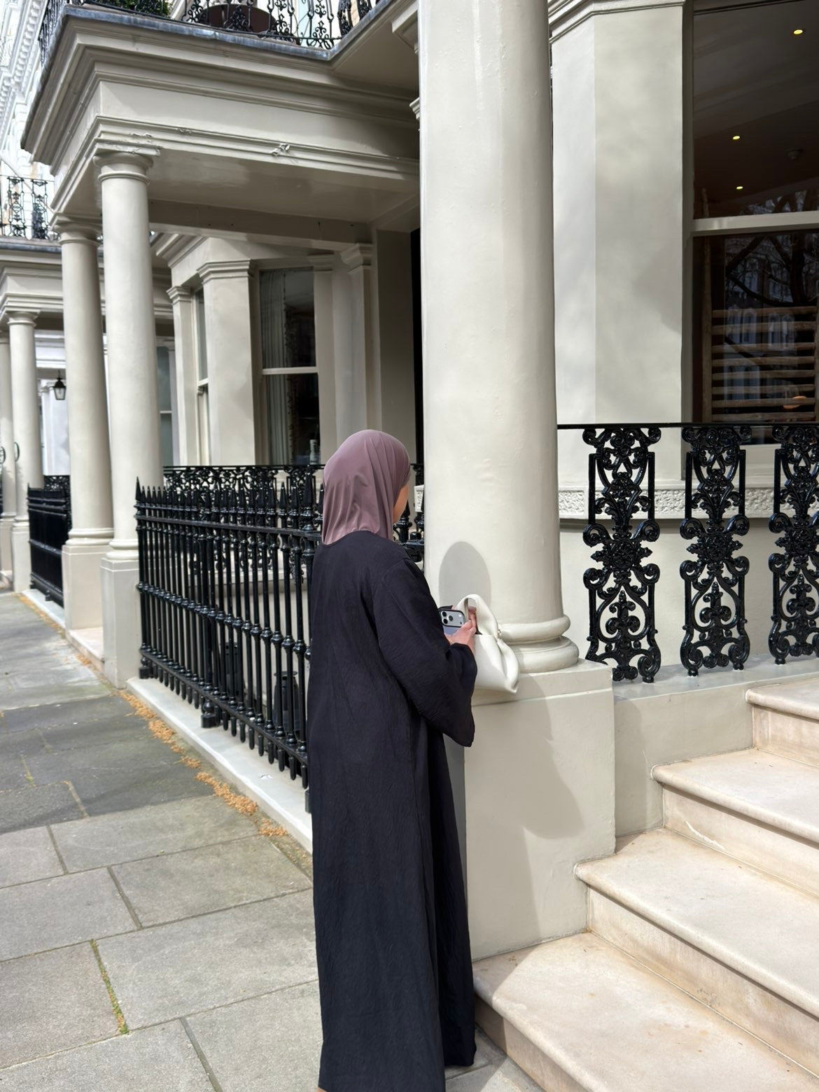 Classic black linen abaya