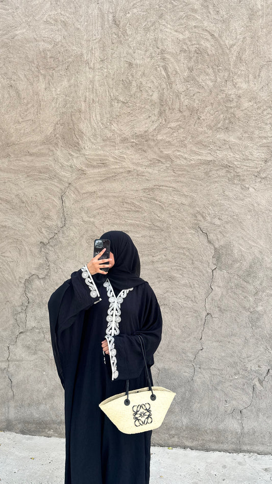 Black embroidered abaya