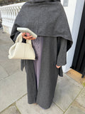 Abaya coat with attached scarf grey