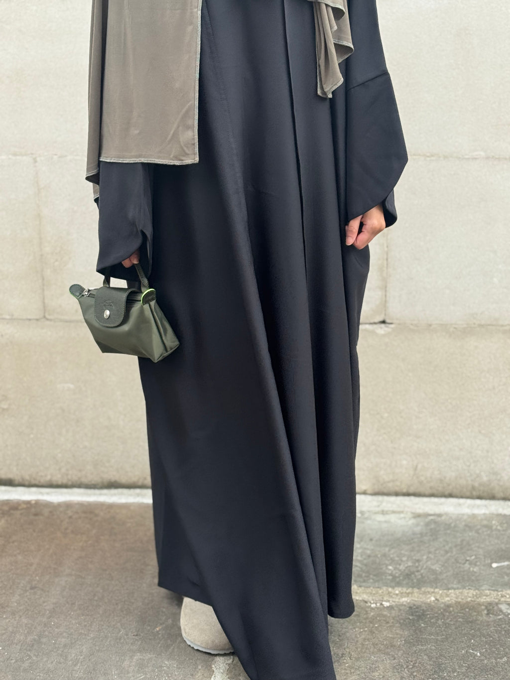 Two piece black open abaya