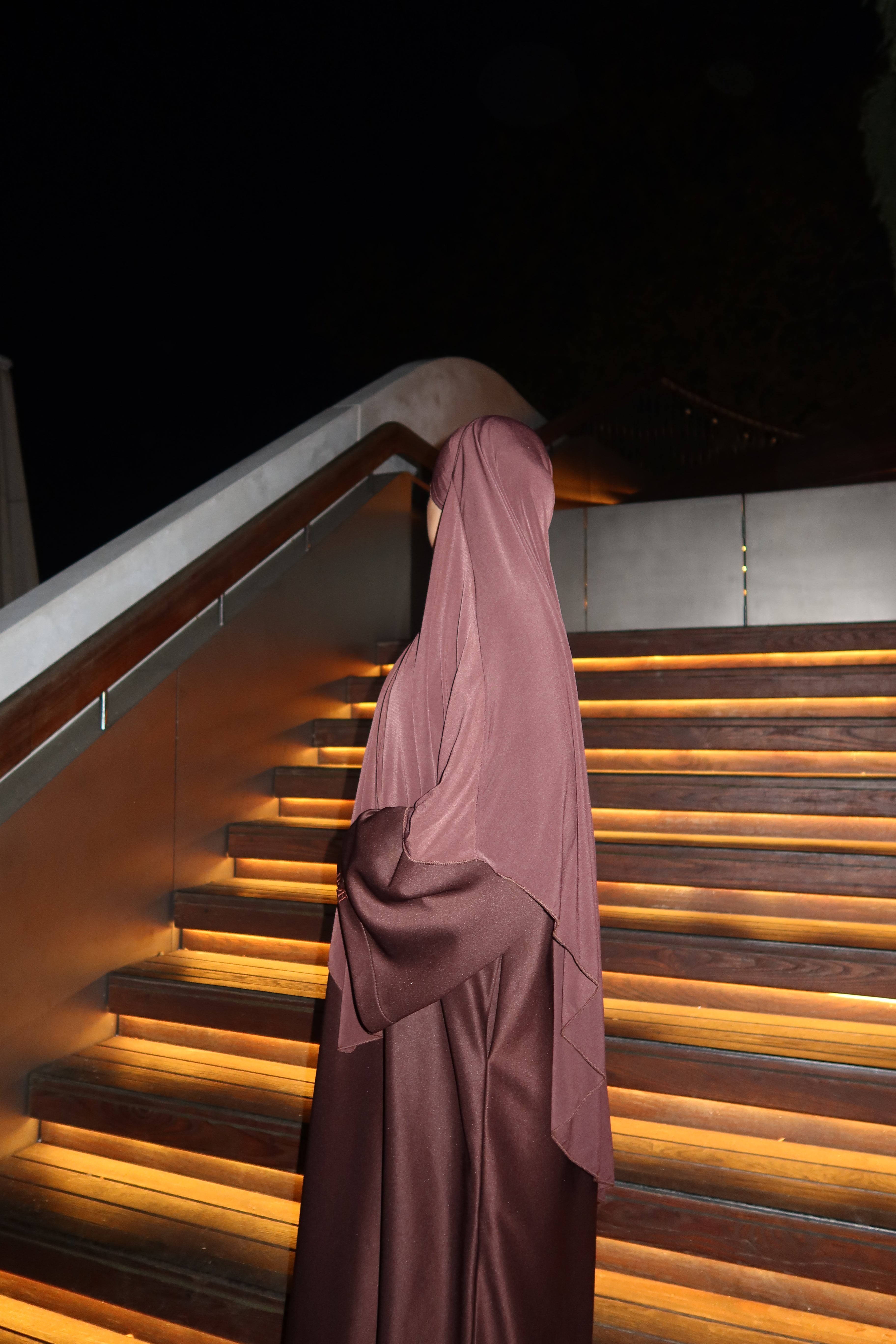 Chocolate brown jersey khimar