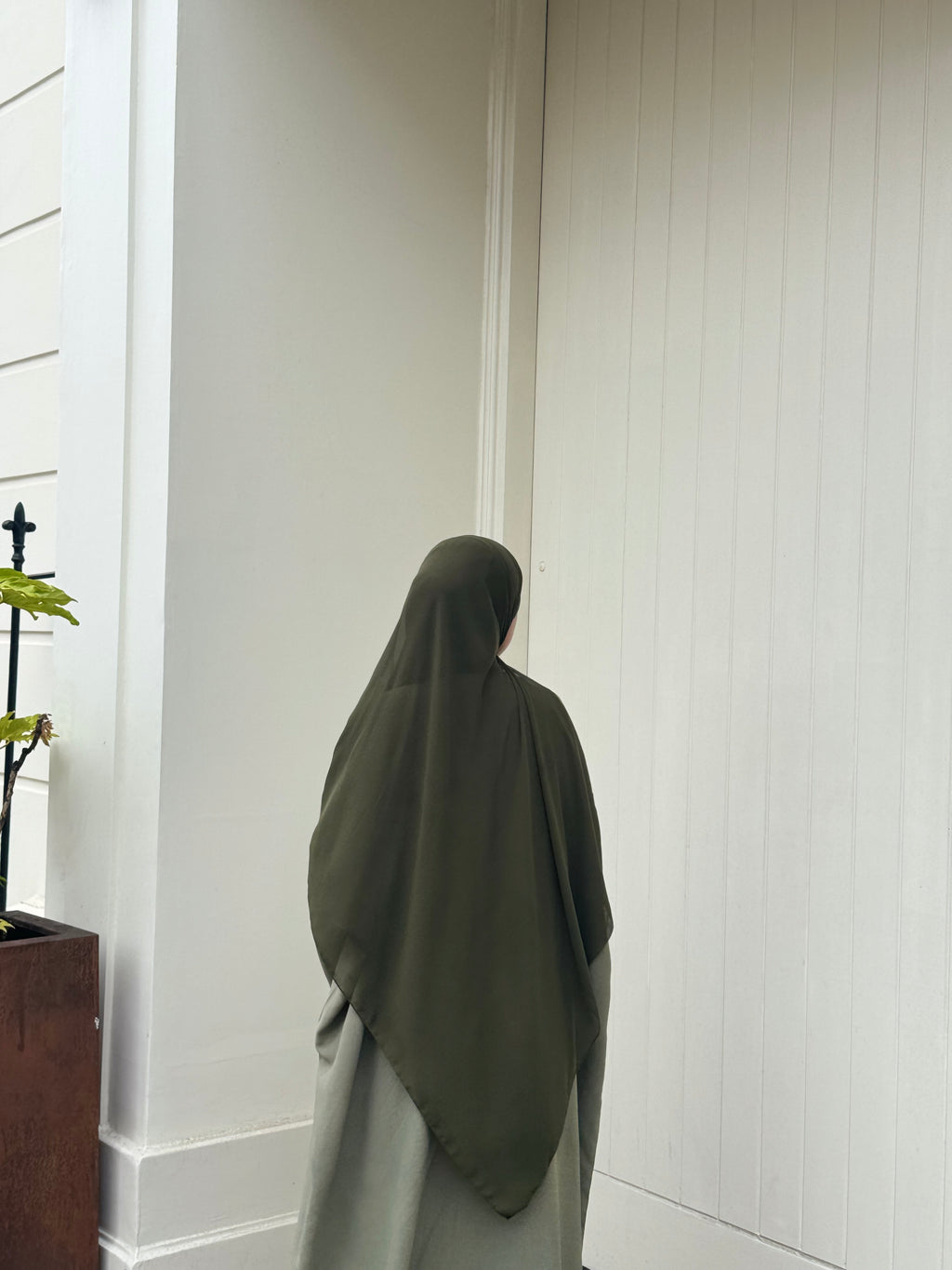 Sage green two piece open abaya