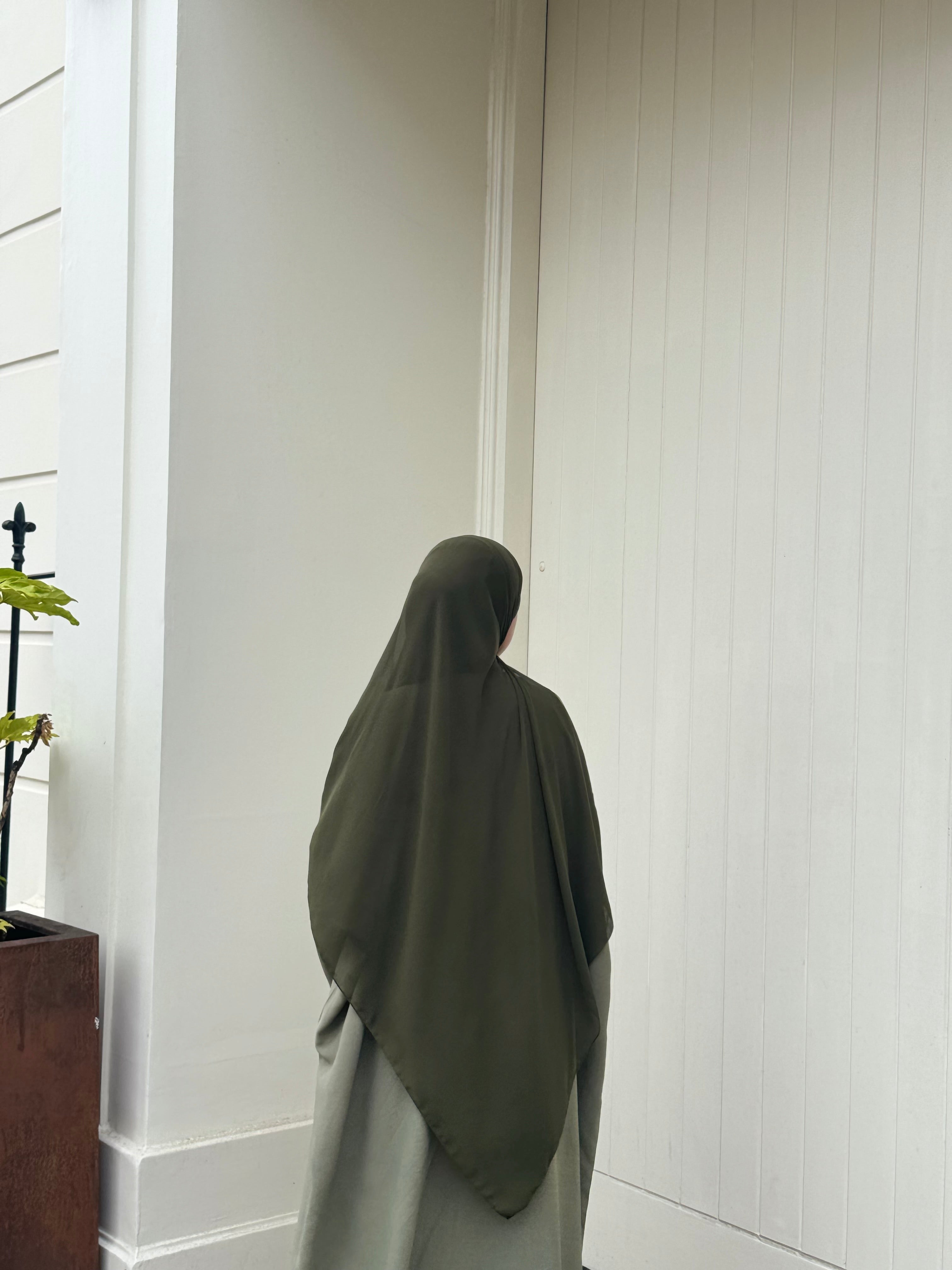 Sage green two piece open abaya
