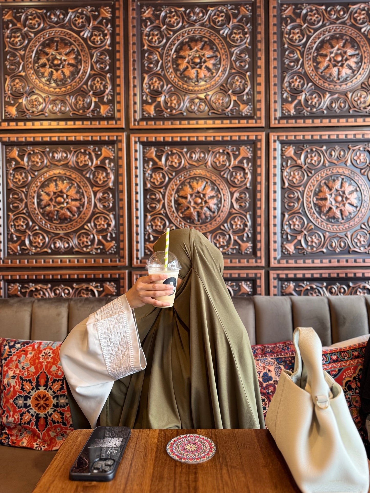 Olive green jersey khimar