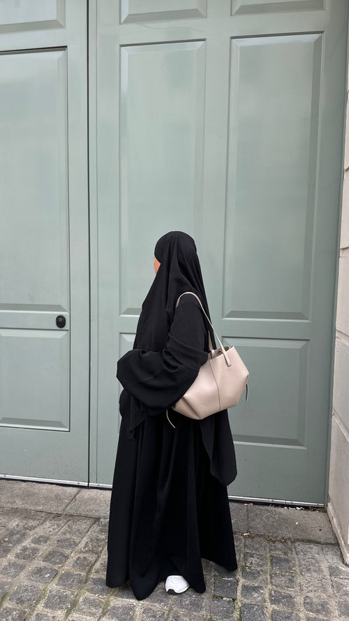 Black balloon sleeve abaya