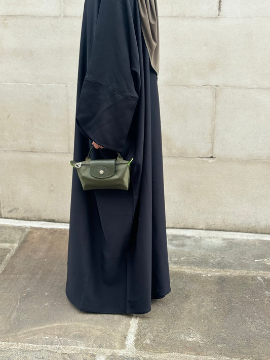 Two piece black open abaya