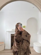 Printed abaya in brown