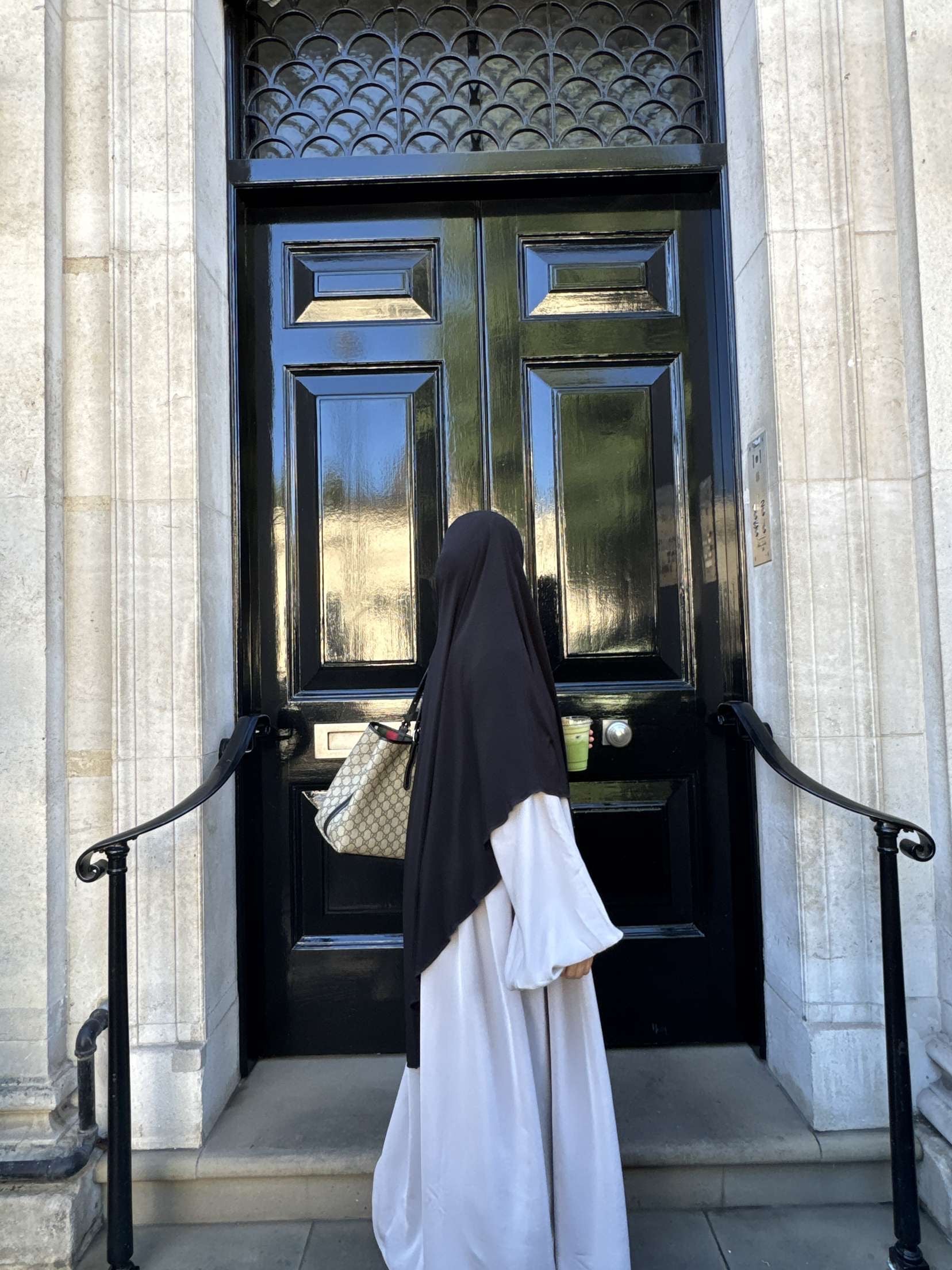 Stone grey balloon sleeve abaya