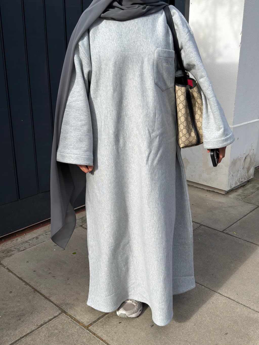 Crew neck dress grey