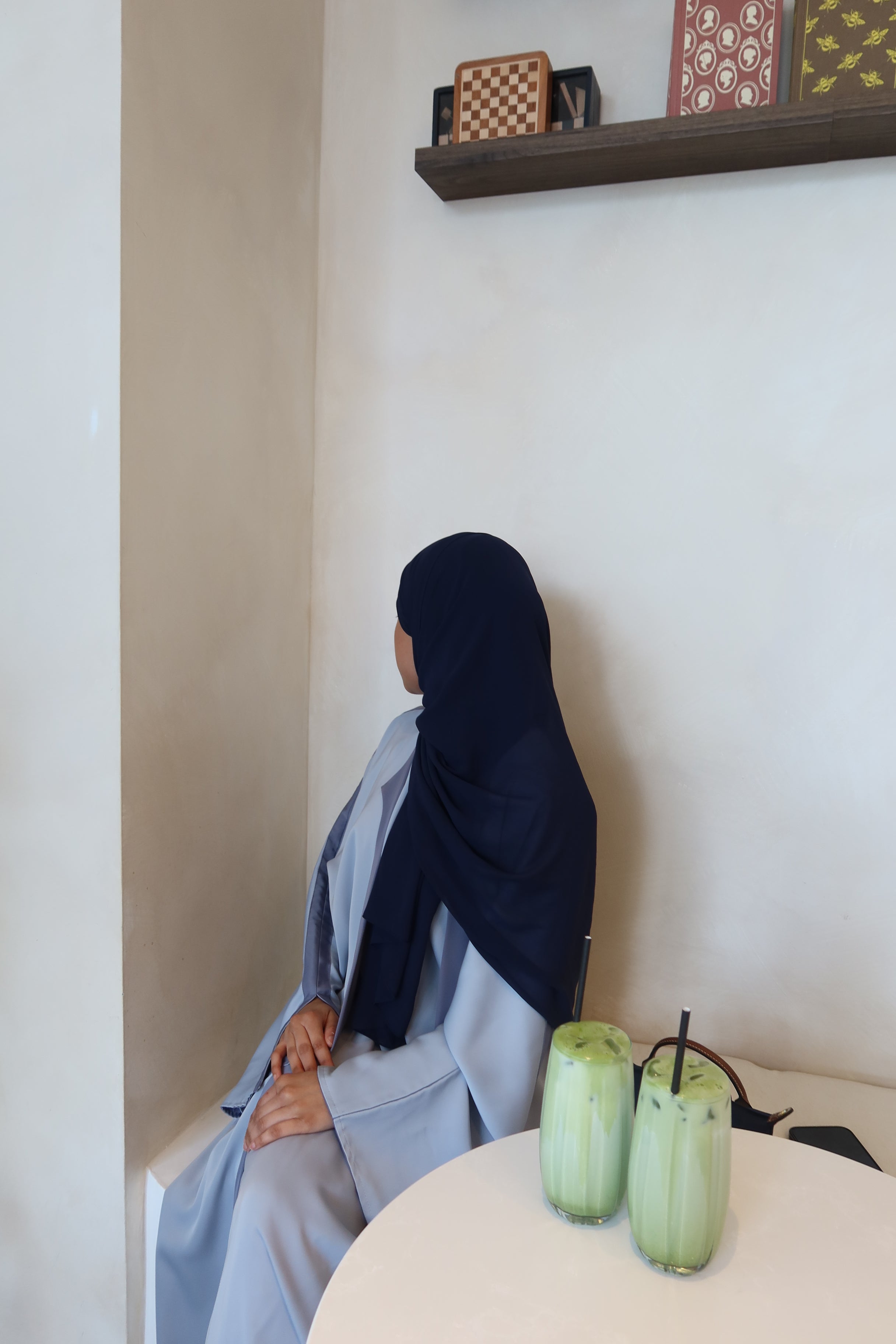 Two toned abaya in grey