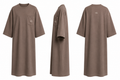 Crew neck taupe dress