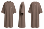 Crew neck taupe dress
