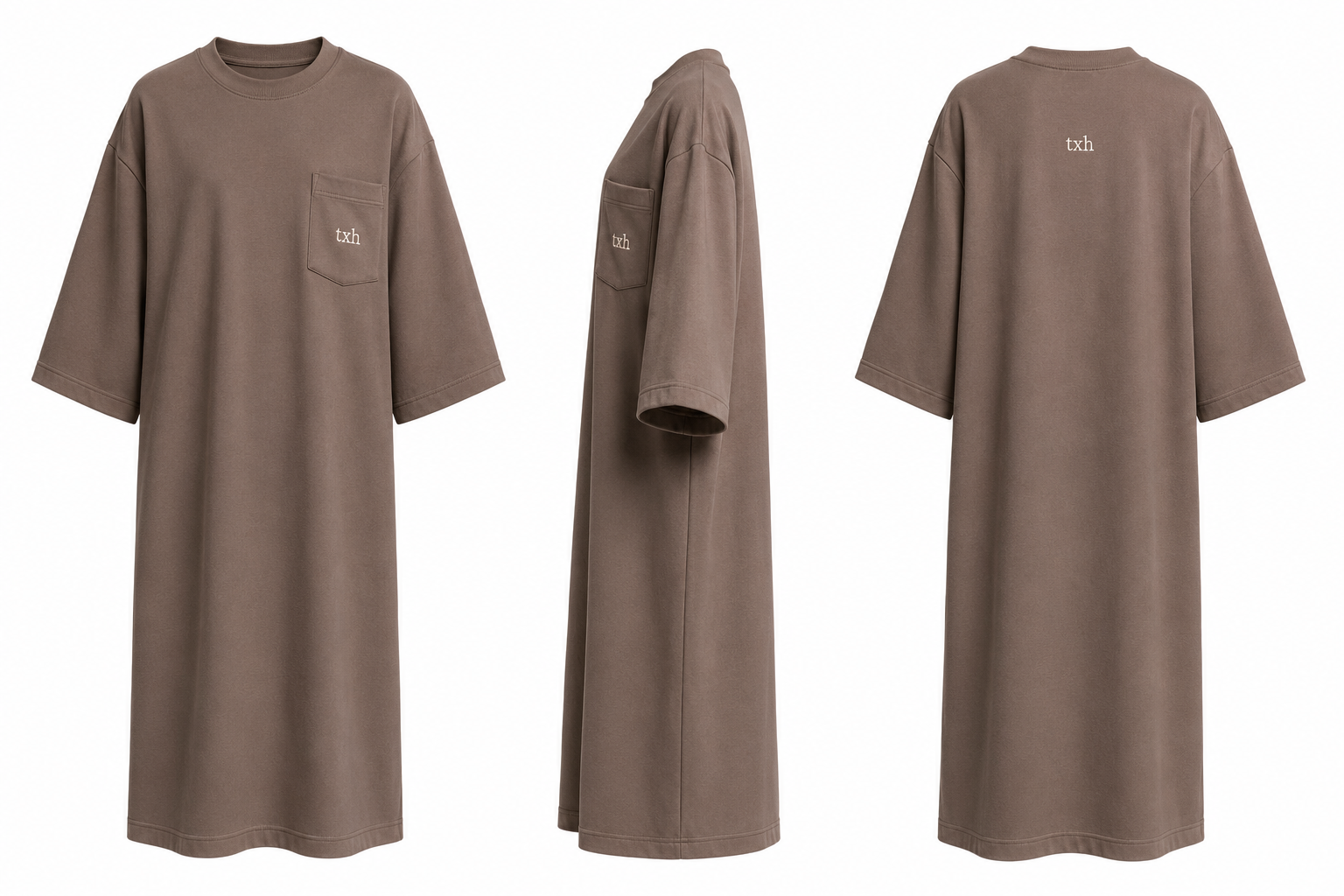Crew neck taupe dress