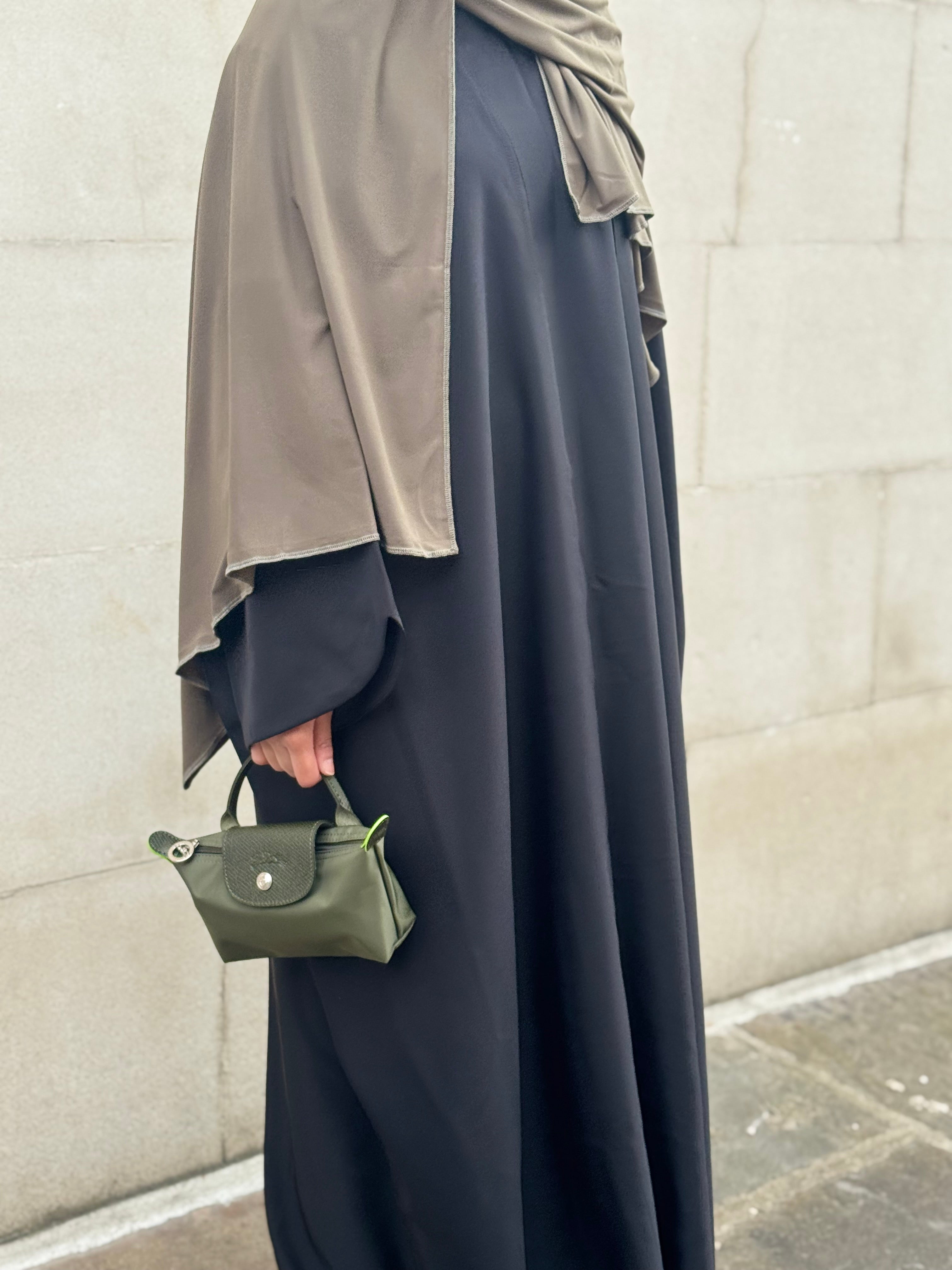 Two piece black open abaya