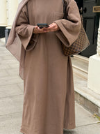 Crew neck taupe dress