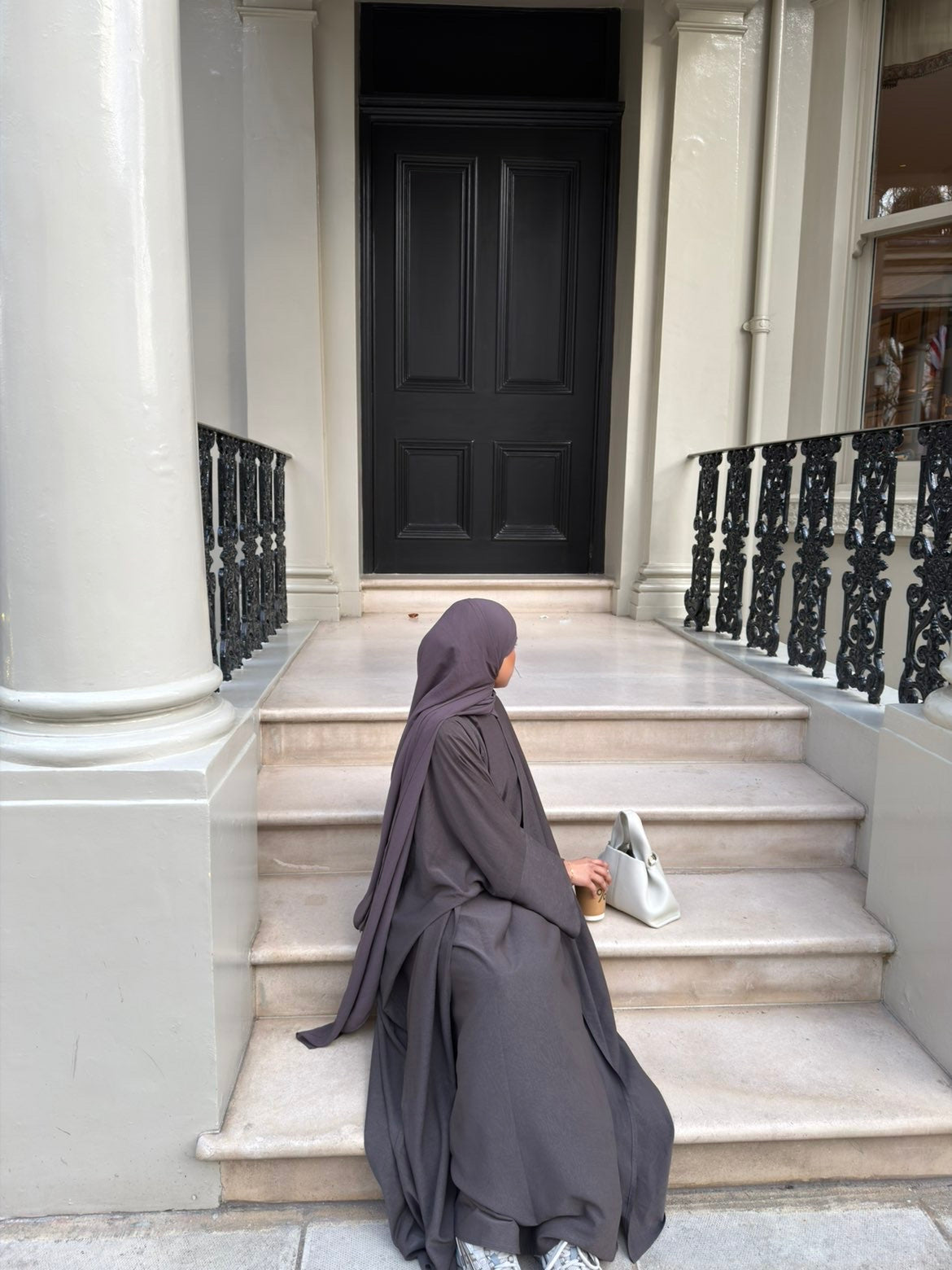 Dark mauve 2 piece abaya