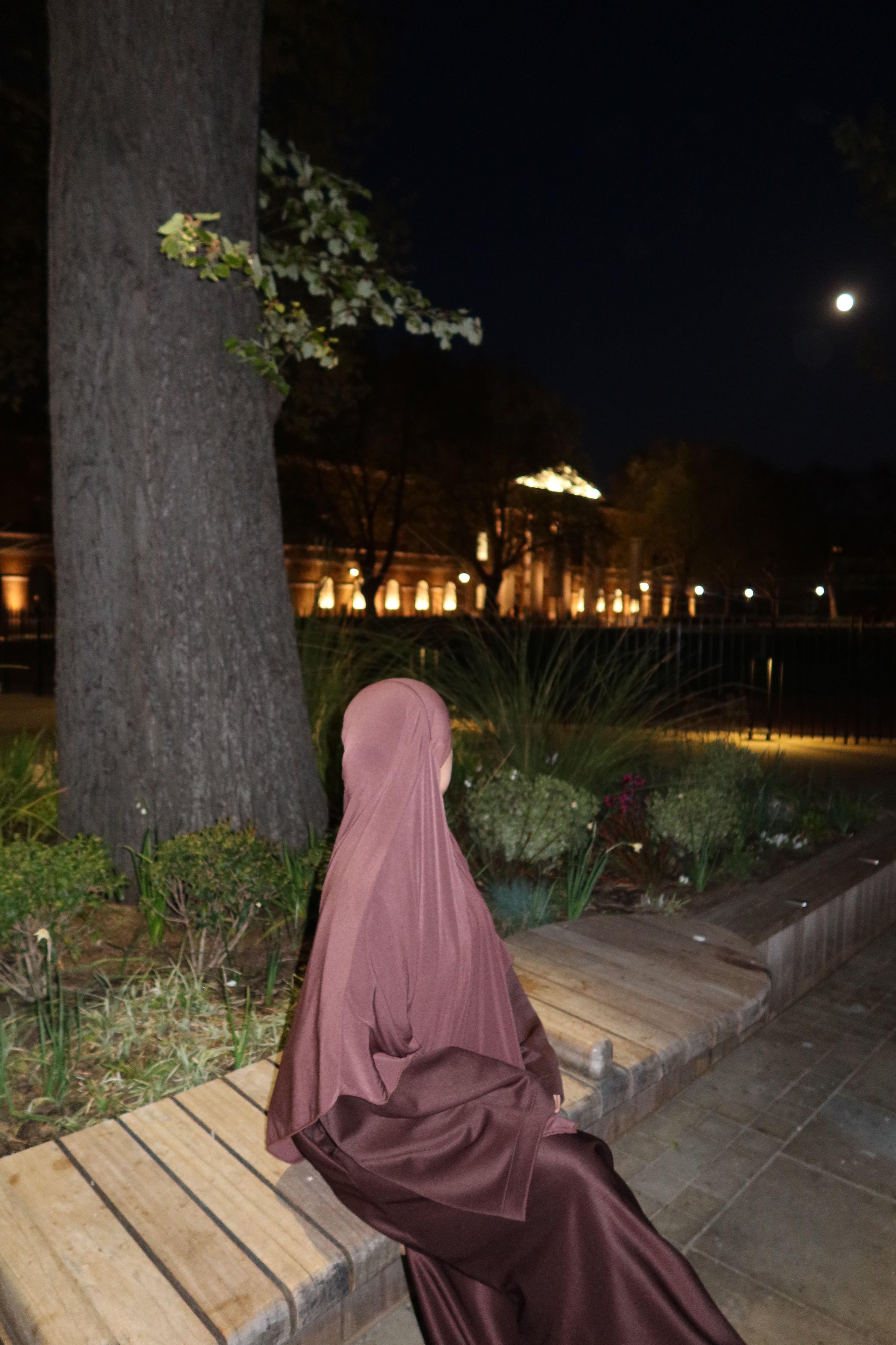 Chocolate brown jersey khimar