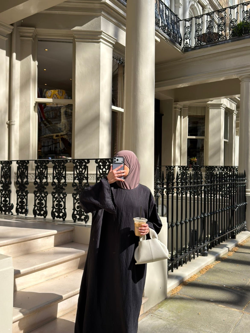 Classic black linen abaya