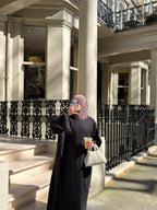 Classic black linen abaya