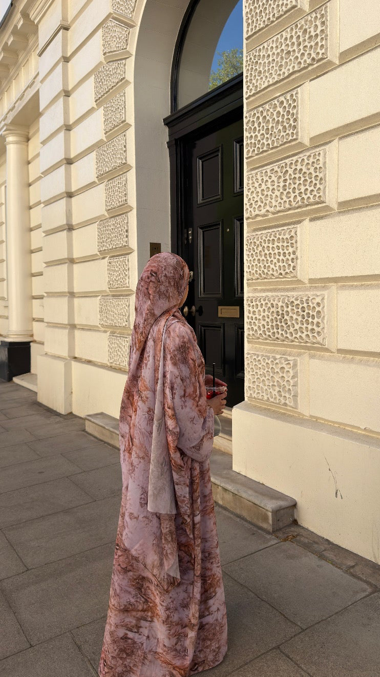 Water colour abaya in pink