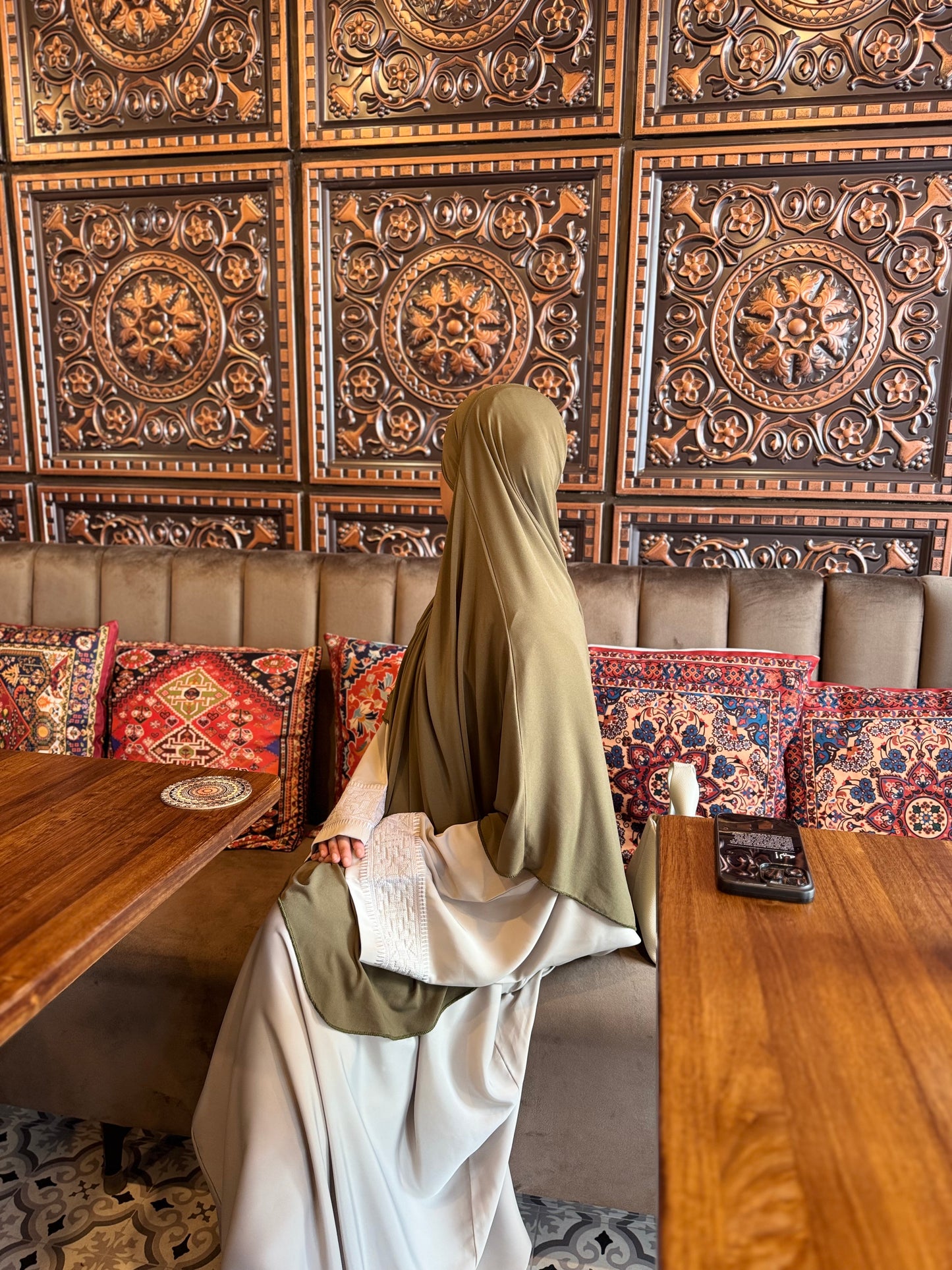 Olive green jersey khimar