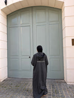 Hooded abaya dark grey