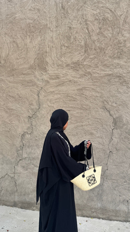 Black embroidered abaya