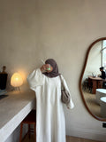 Cream crew neck dress