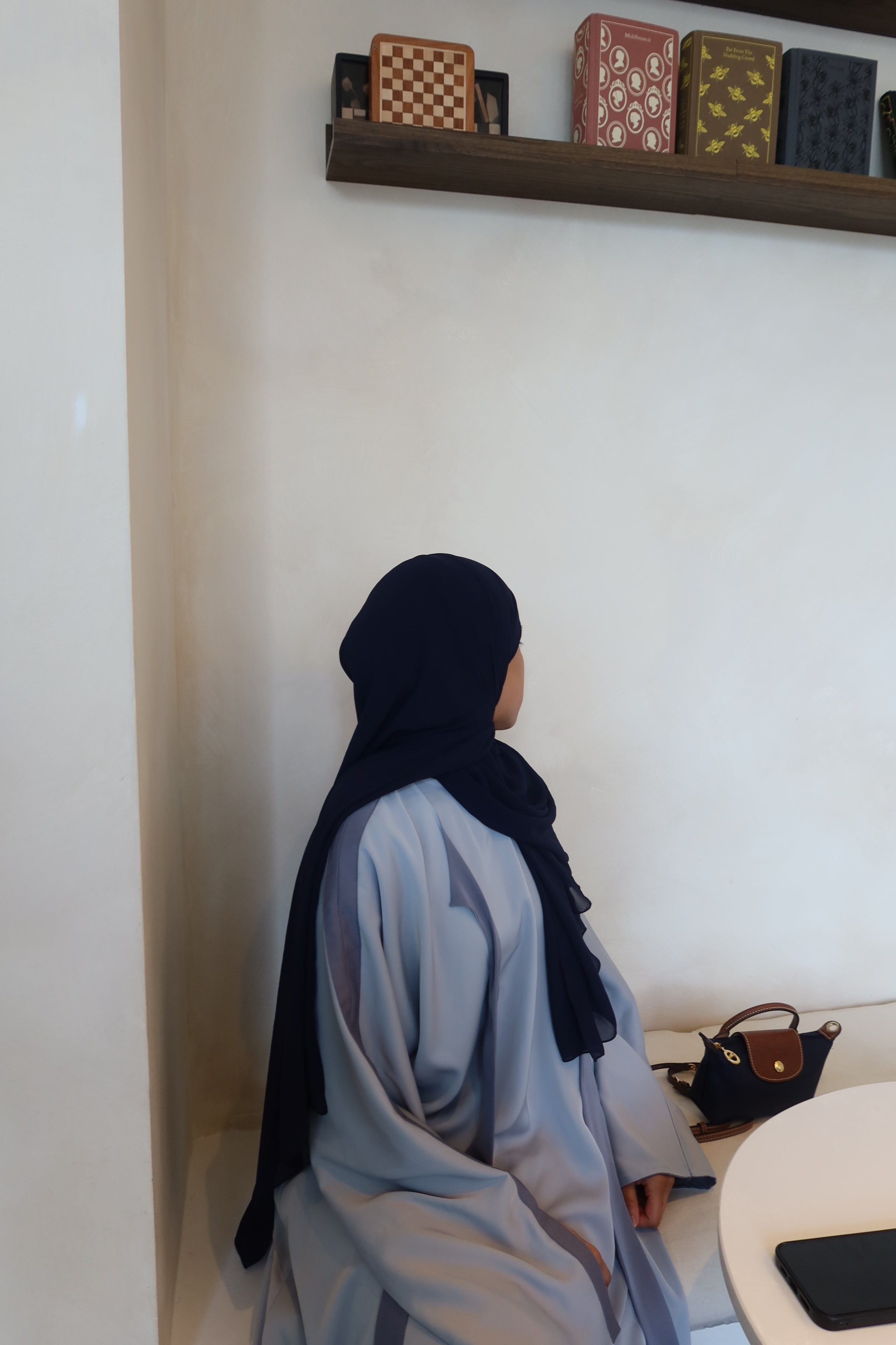 Two toned abaya in grey