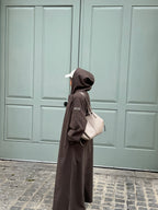 Hooded abaya in brown