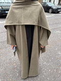 Abaya coat with attached scarf khaki