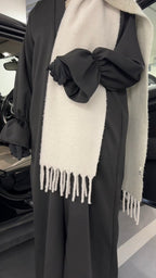 Ruffle sleeve open abaya in black